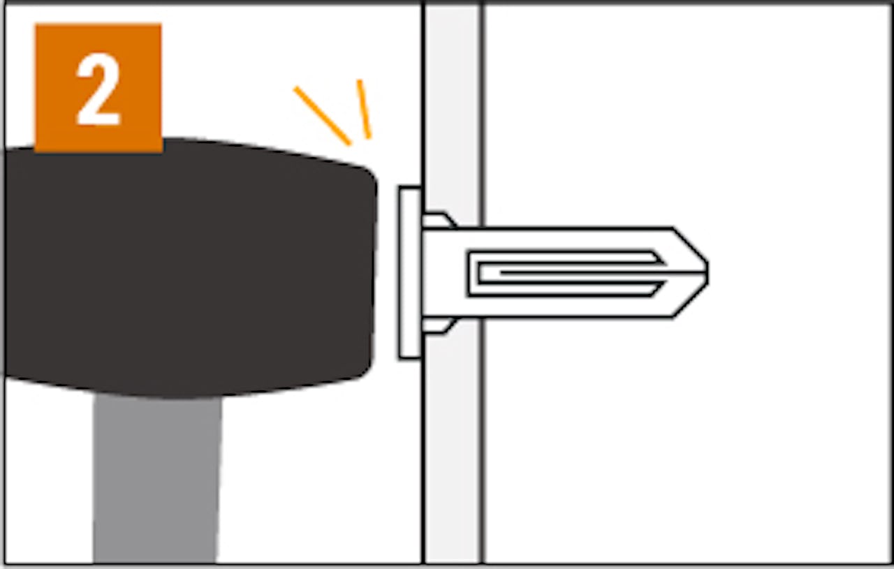 「石膏ボードアンカー」の使い方②/ハンマーでアンカーを打ち込む