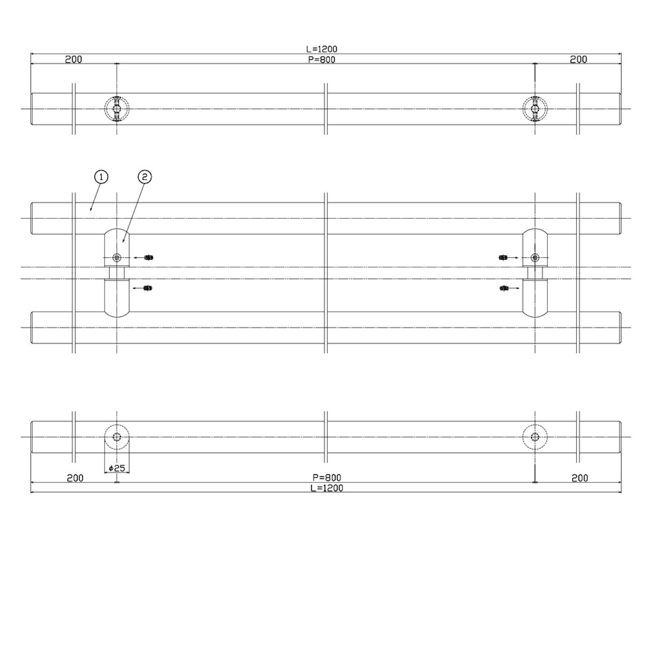 「ドアハンドル押し棒【UG52】L1200」の図面⑴