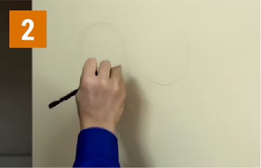 「速乾ボンド」を使用した鏡の貼り方②／ミラーマットを貼る位置に印をつける