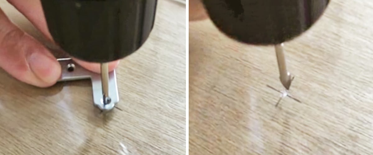 2. ガイドを使用してガラスに印をつける