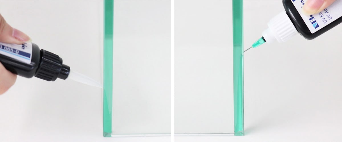 ガラスの接着方法／感光性接着剤を使う手順 - ③ガラスとガラスの間に接着剤を注入