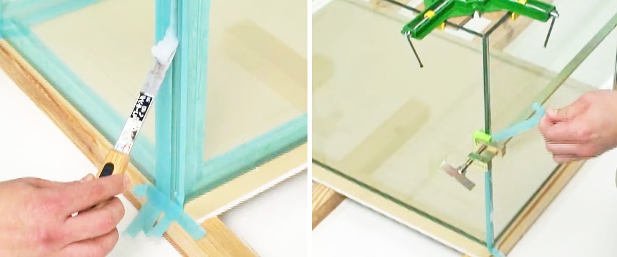 ガラスの接着方法／ガラス水槽の自作方法 - ④マスキングを剥がす