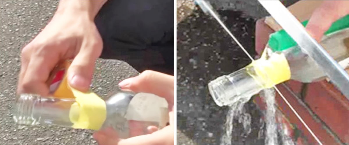 ガラス管ノコギリを使ったガラス瓶の切断法 - ①ガラス瓶をカットする箇所に目印をつける
