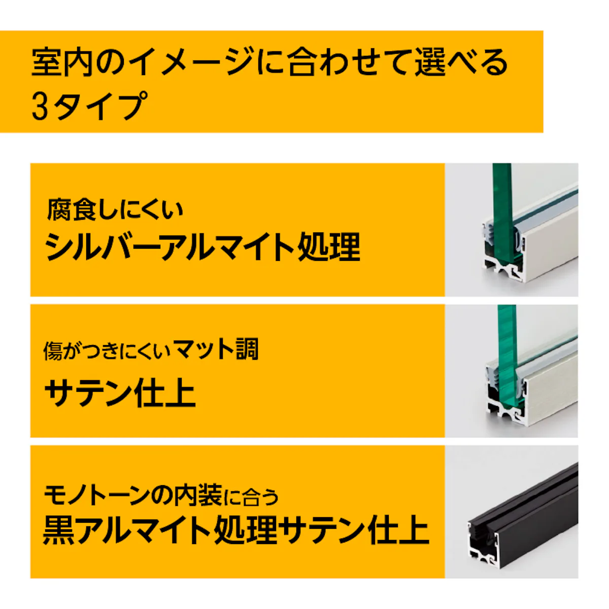ガラス用アルミフレーム｜ガラスのホームセンター「ギヤマン」