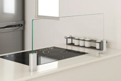 キッチン油はねガード ガラス製 ビス不要のスタンドタイプ