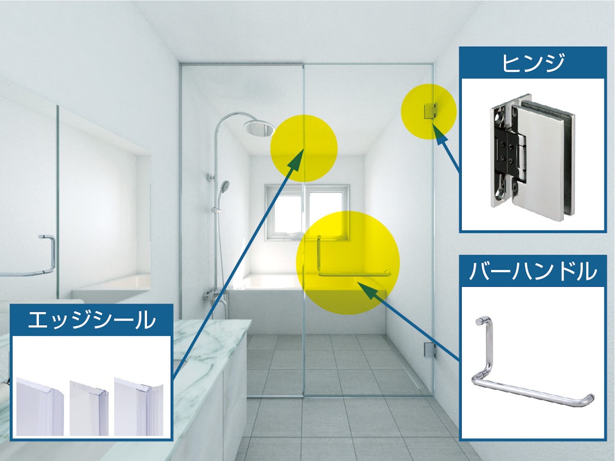 浴室ドアセットa ガラス厚み8ミリ用 W800 H2100以内 鏡面