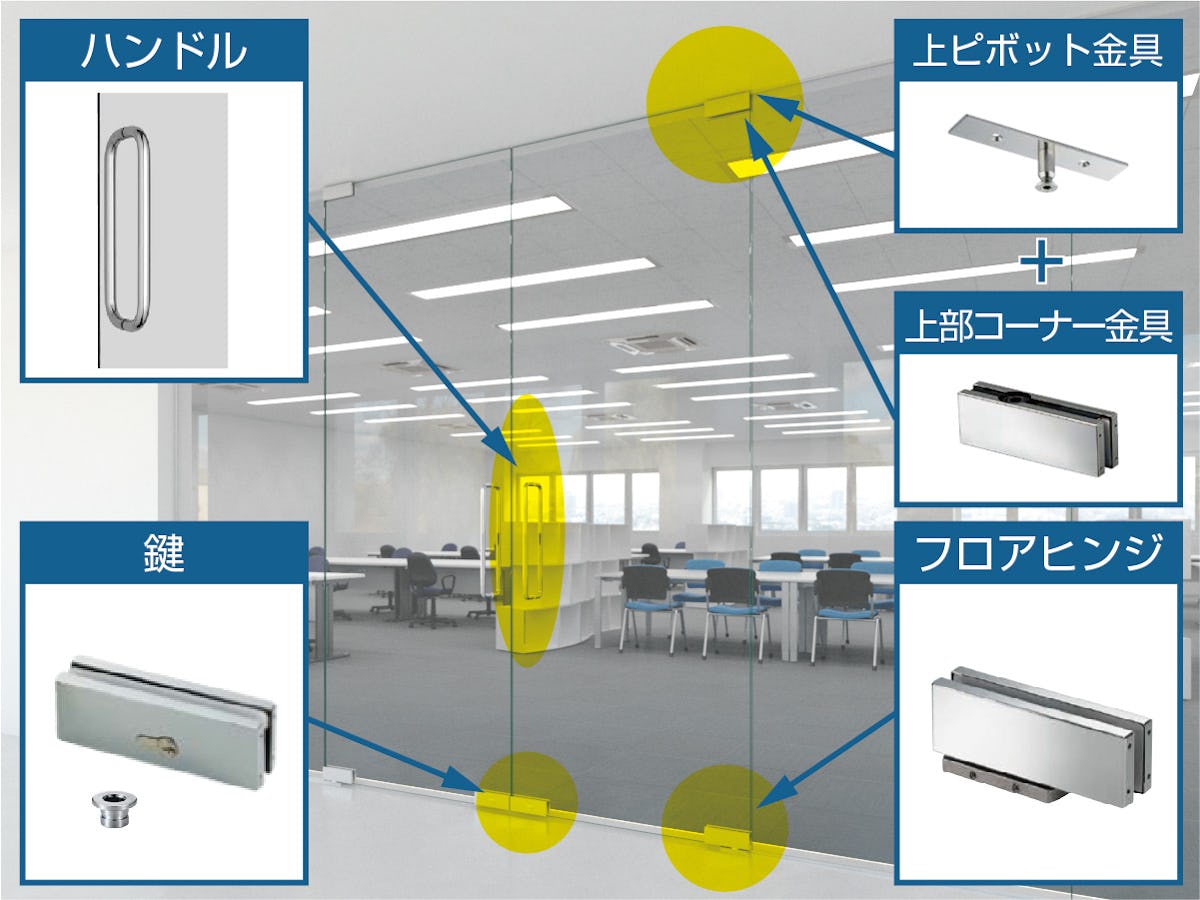 省施工 フロアヒンジガラスドアセットa ガラスのホームセンター ギヤマン