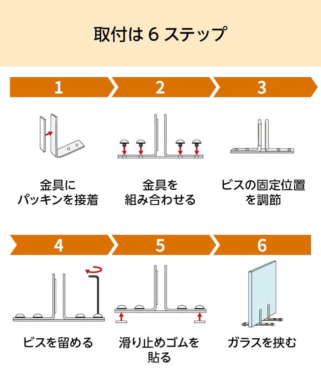 後付けできる「キッチン用油はねガード(ガラスパーテーション)」の取付方法