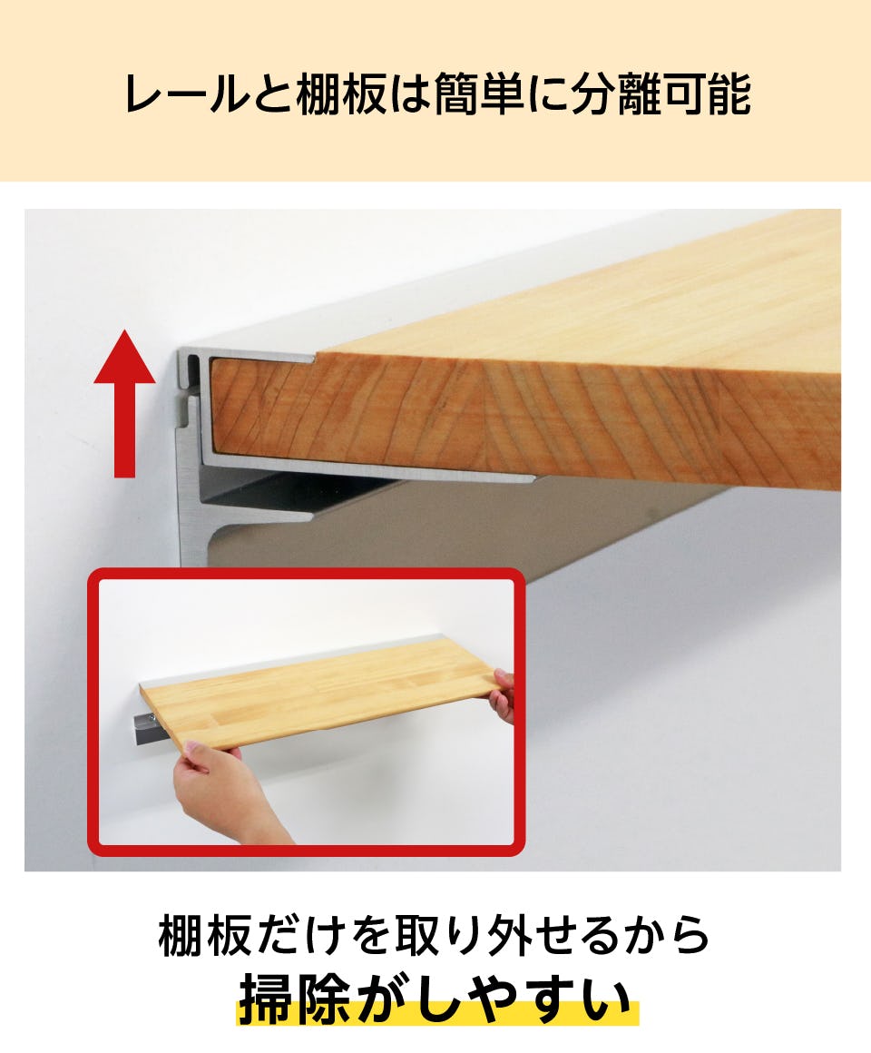 木製ウォールシェルフ(レールタイプ)の通販｜ガラスのホームセンター