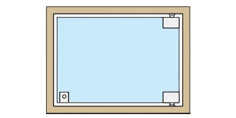 中型ガラス扉製作セット(鍵付き) - 説明図：片開き