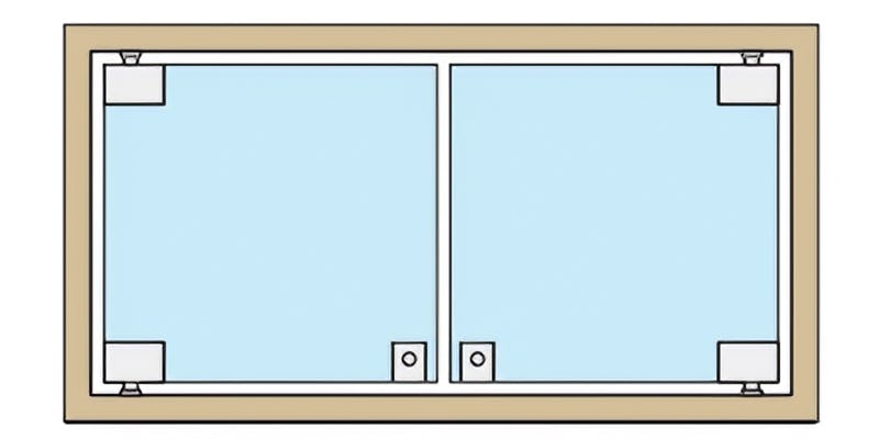 中型ガラス扉製作セット(鍵付き) - 説明図：両開き(観音開き)